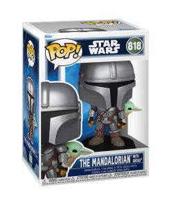 Alternative view of Pop! The Mandalorian with Grogu (On Back)