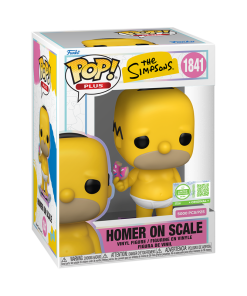 Alternative view of Pop! Plus Homer on Scale with Pop! Protector