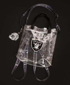 Alternative view of NFL Las Vegas Raiders Clear Convertible Backpack & Tote Crossbody Stadium Bag
