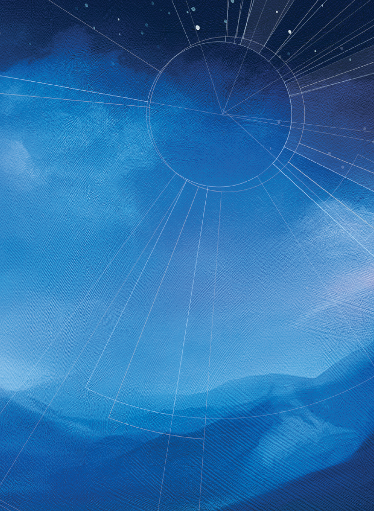 Mountain background with galaxy sky and sci-fi markings overlay